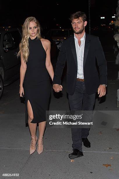 Model Marloes Horst and actor Alex Pettyfer are seen on the Upper East Side on September 14, 2015 in New York City.