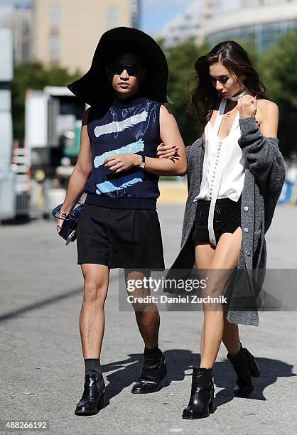 Bryan Boy and Rumi Neely are seen outside the 3.1 Phillip Lim show during New York Fashion Week 2016 on September 14, 2015 in New York City.