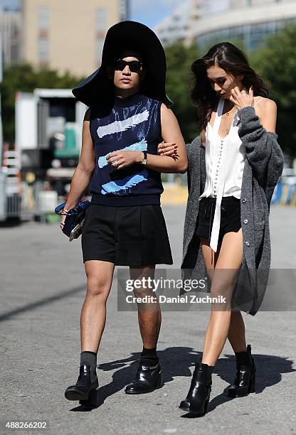 Bryan Boy and Rumi Neely are seen outside the 3.1 Phillip Lim show during New York Fashion Week 2016 on September 14, 2015 in New York City.