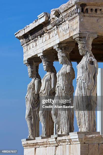 porch of caryatids at the erechtheum - ancient greece photos stock pictures, royalty-free photos & images