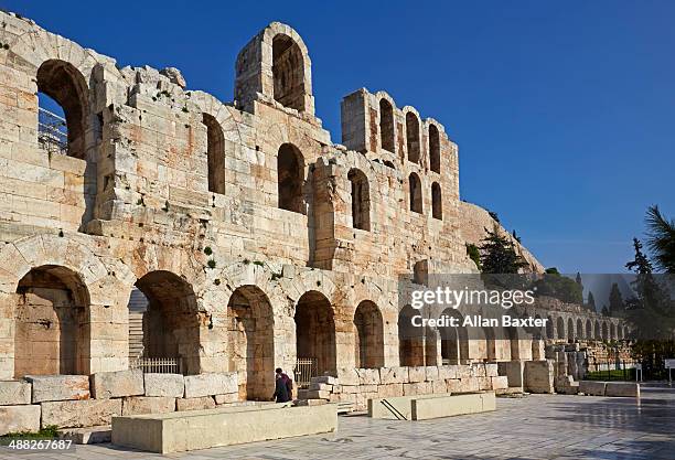 stockillustraties, clipart, cartoons en iconen met odeon of herodes atticus at the acropolis - unesco werelderfgoed