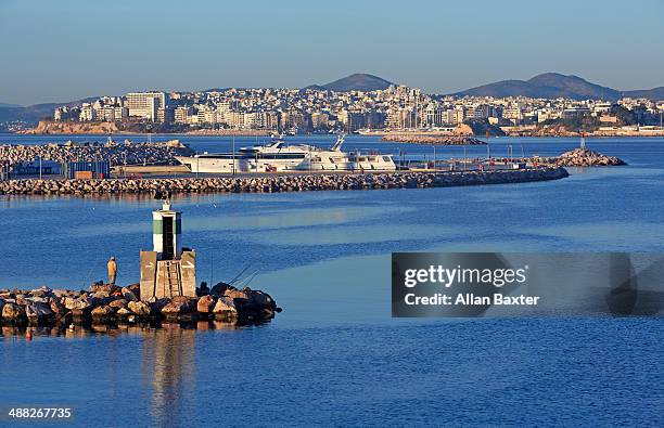 seascape on coastal region of pireaus - piraeus fotografías e imágenes de stock
