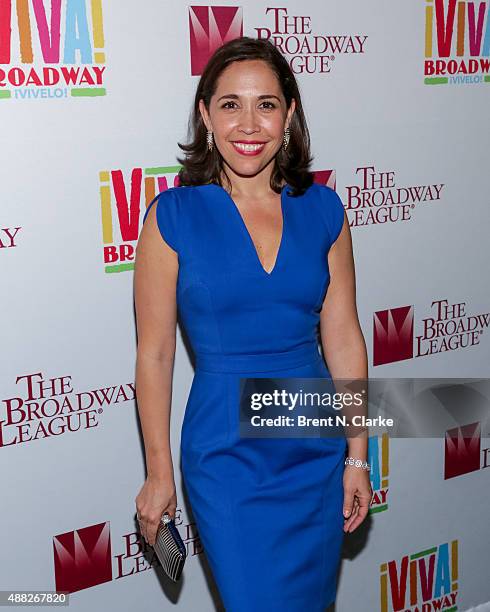 Andrea Burns poses for photographs during the post show cast party following "Gloria Estefan And Miami Sound Machine: A Benefit Concert for Viva...