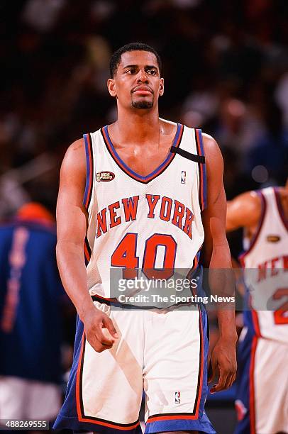 Kurt Thomas of the New York Knicks during Game Five of the NBA Finals against the San Antonio Spurs on June 25, 1999 at Madison Square Garden in New...