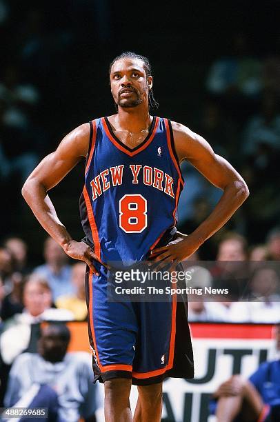 Latrell Sprewell of the New York Knicks during the game against the Houston Rockets on February 5, 2001 at Compaq Center in Houston, Texas.