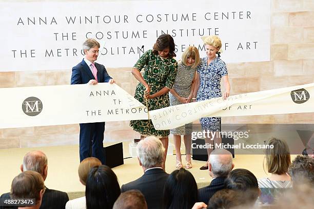 Metropolitan Museum of Art Director Thomas P. Campbell, First Lady of the United States Michelle Obama, Vogue Editor in Chief Anna Wintour and...