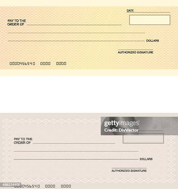 ilustraciones, imágenes clip art, dibujos animados e iconos de stock de banco cheque - cheque en blanco