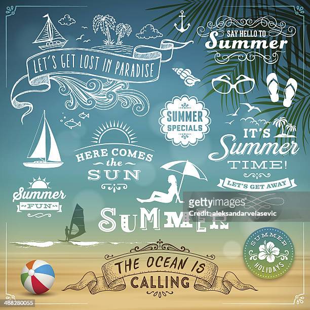 summer design elements - summer stock illustrations