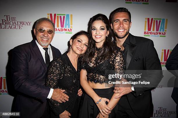 Emilio Estefan, Gloria Estefan, Ana Villafane and Josh Segarra attend 'Gloria Estefan And Miami Sound Machine: A Benefit Concert for Viva Broadway'...