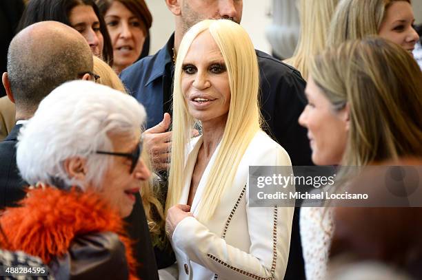 Designer Donatella Versace attends the Anna Wintour Costume Center Grand Opening at the Metropolitan Museum of Art on May 5, 2014 in New York City.