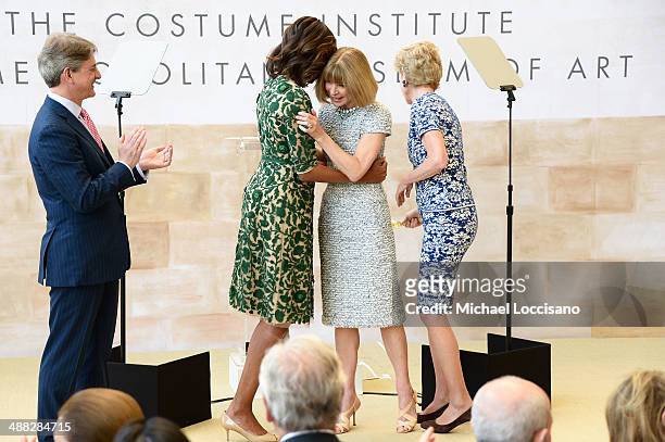 Metropolitan Museum of Art Director Thomas P. Campbell, First Lady of the United States Michelle Obama, Vogue Editor in Chief Anna Wintour and...