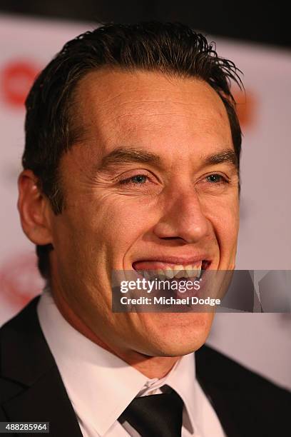 Carlton legend Anthony Koutoufides arrives during the announcement of the AFLPA MVP at Shed 14 Central Pier on September 15, 2015 in Melbourne,...