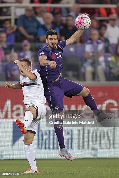 Nenad Tomovic of ACF Fiorentina in action against Diego Capel of Genoa CFC during the Serie A match between ACF Fiorentina and Genoa CFC at Stadio...