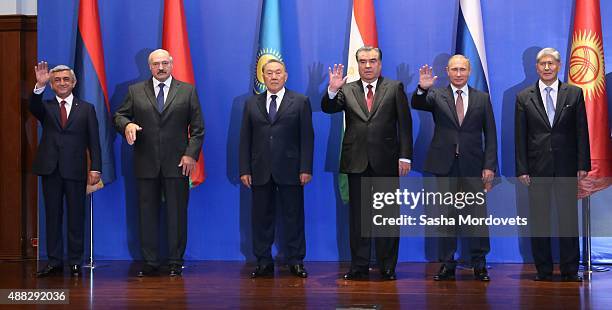 Armenian President Serge Sarsgsyan, Belarussian President Alexander Lukashenko, Kazakh President Nursultan Nazarbayev, Tajik President Emomali...