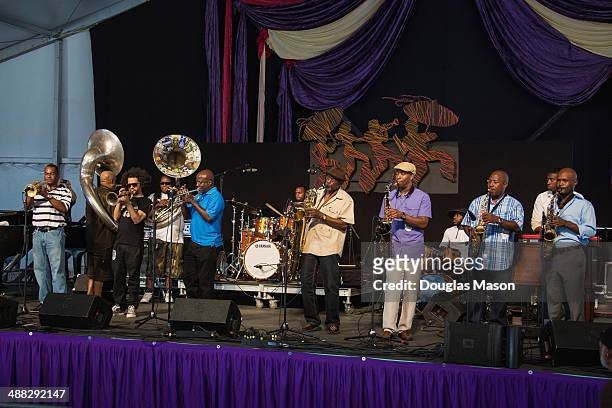Marlow Jordan, Kirk Joseph, Ashlin Parker, Trumpeter Gregory Davis of the Dirty Dozen Brass Band, Alvin Ford, Roger Lewis, Roderick Paulin, Khari...