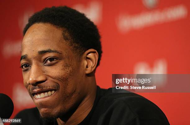 DeMar DeRozan bites as he takes a "is Kyle Lowry staying" question as the Toronto Raptors have their season ending availability after losing game 7...