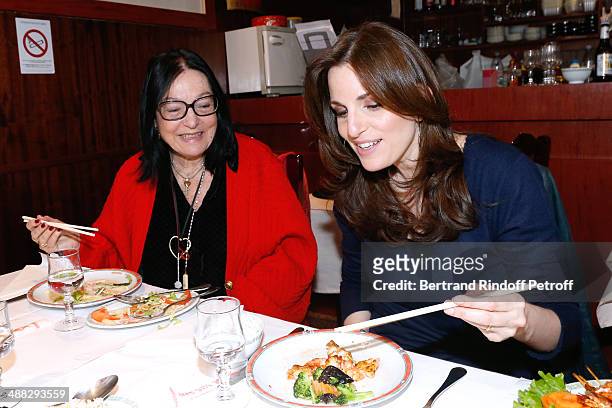Singers Nana Mouskouri and her daughter Lenou Petsilas have lunch in a Chinese Restaurant whyle Nana Mouskouri's Happy Birthday Tour on March 10,...
