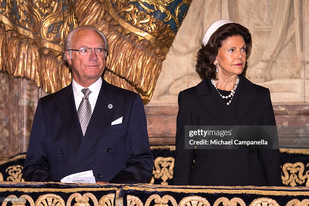 Swedish Royal Family Attend A Service in Connection With The Opening of The Parliamentary Session