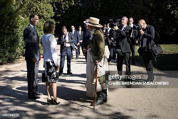 Spanish King Felipe VI and Queen Letizia visit the first President of the US George Washington's Mount Vernon Estate September 15, 2015 in Mount...