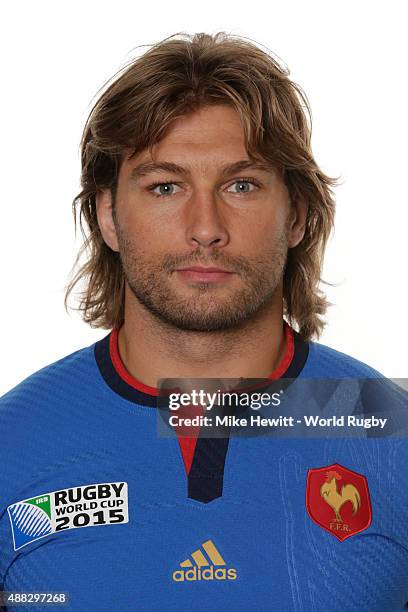 Dimitri Szarzewski of France poses during the France Rugby World Cup 2015 squad photo call at the Selsdon Park Hotel on September 15, 2015 in...