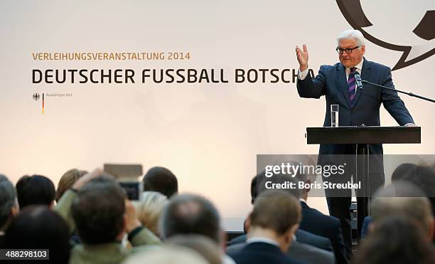 Foreign minister Frank-Walter Steinmeier holds a speech during the German Football Ambassador 2014 Award ceremony at The Federal Foreign Office on...