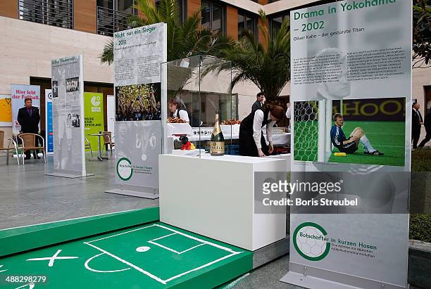 General overview of the exhibition prior to the German Football Ambassador 2014 Award ceremony at The Federal Foreign Office on May 5, 2014 in...