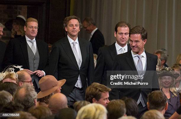 Ard van der Steur, Frans Koenders, Lodewijk Asscher and Mark Rutte attend the opening of the parliamentary year in the Hall of Knights on September...