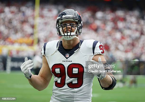 Watt of the Houston Texans waits on the field during their game against the Kansas City Chiefs at NRG Stadium on September 13, 2015 in Houston, Texas.