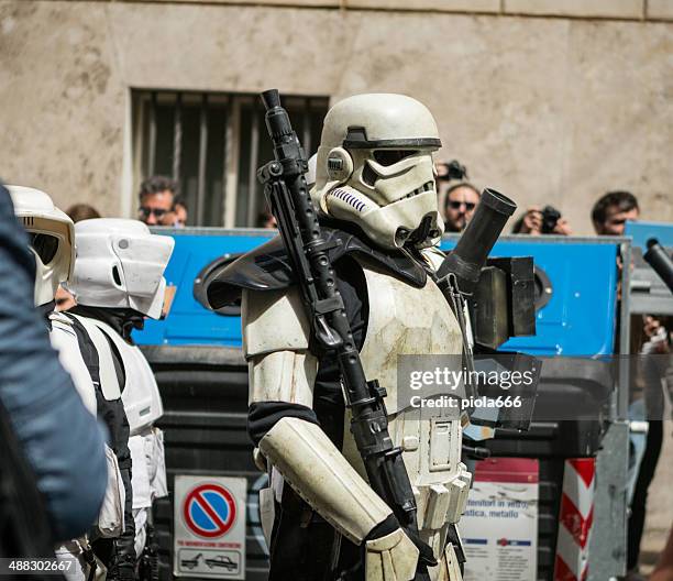 star wars day 2014 in rome - stormtrooper costume stock pictures, royalty-free photos & images