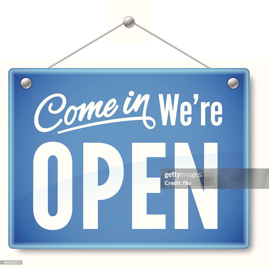 Blue Open Sign