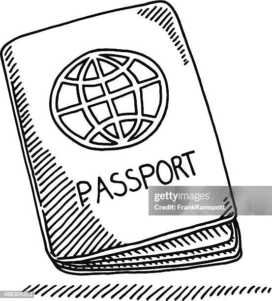 passport booklet globe drawing - passport control stock illustrations