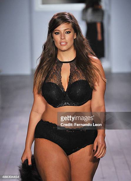 Model/designer Ashley Graham walks down the runway during the Addition Elle/Ashley Graham Lingerie Collection fashion show during the Spring 2016...