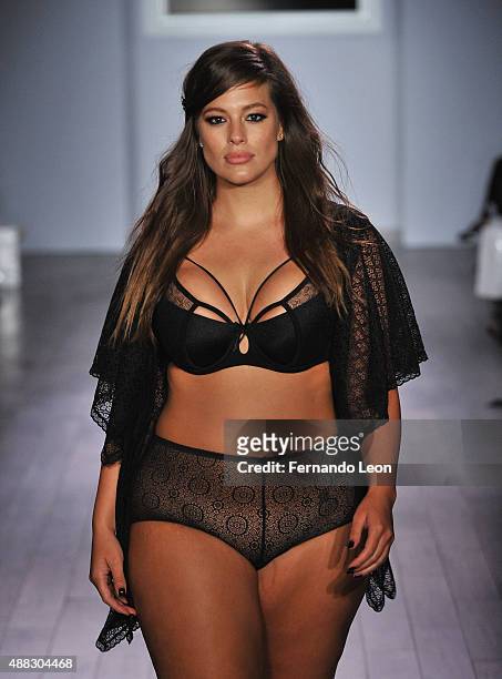 Model/designer Ashley Graham walks down the runway during the Addition Elle/Ashley Graham Lingerie Collection fashion show during the Spring 2016...