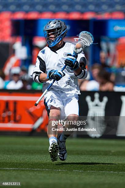 Peter Baum of the Ohio Machine in action against the Denver Outlaws at Sports Authority Field at Mile High on May 4, 2014 in Denver, Colorado. The...