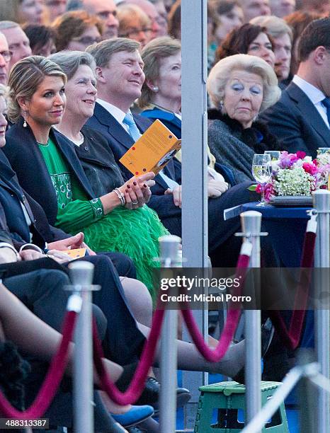 Queen Maxima of The Netherlands , King Willem-Alexander of The Netherlands, and Princess Beatrix of The Netherlands attend the Freedom Concert on May...