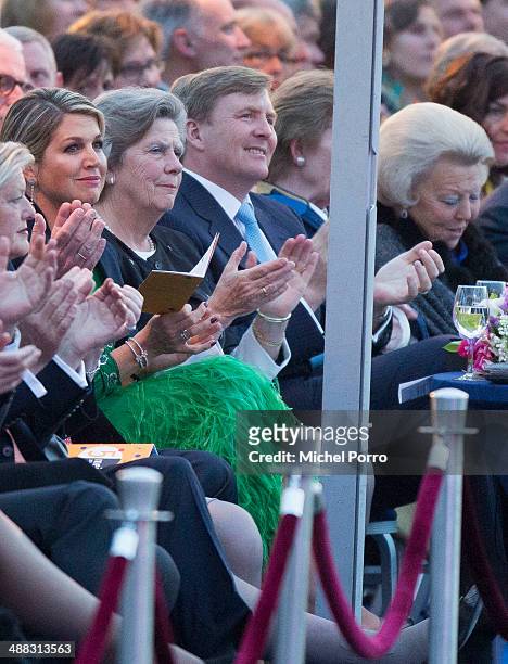 Queen Maxima of The Netherlands , King Willem-Alexander of The Netherlands, and Princess Beatrix of The Netherlands attend the Freedom Concert on May...