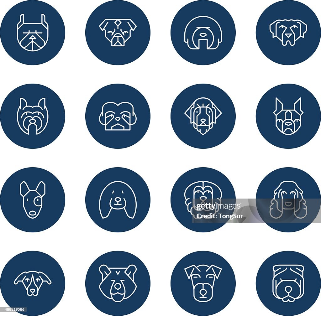 Dogs Head Icons | set 2 - Light - Circle