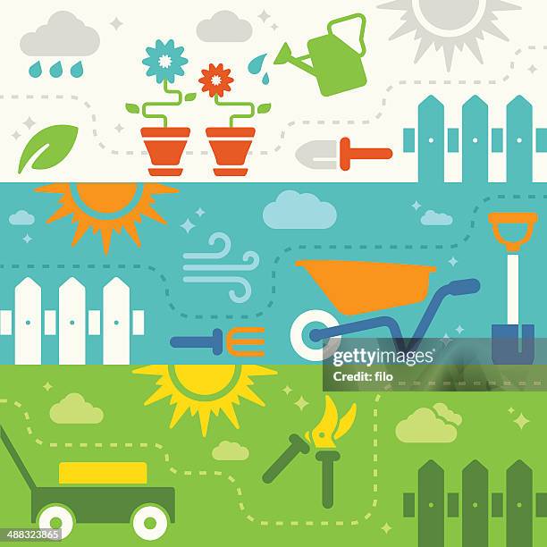 spring and summer garden banners - prune stock illustrations