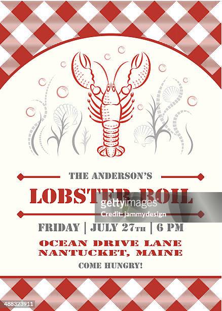 lobster boil invitation - clam stock illustrations