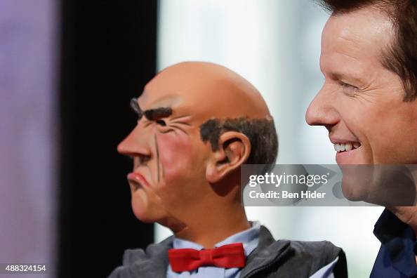 Puppet Walter the Grumpy old man and Comedian Jeff Dunham attends AOL ...