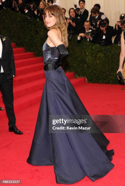 Dakota Johnson attends the "Charles James: Beyond Fashion" Costume Institute Gala at the Metropolitan Museum of Art on May 5, 2014 in New York City.