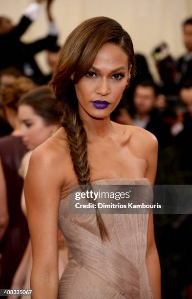 Model Joan Smalls attends the "Charles James: Beyond Fashion" Costume Institute Gala at the Metropolitan Museum of Art on May 5, 2014 in New York...