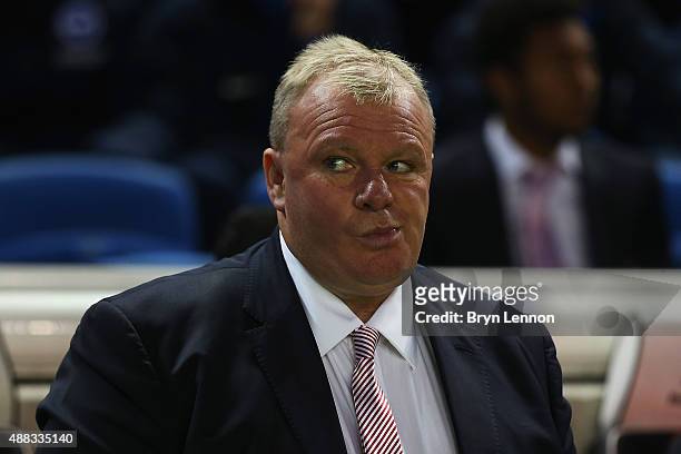 Rotherham United Manager Steve Evans looks on prior to the Sky Bet Championship match between Brighton & Hove Albion and Rotherham United at Amex...
