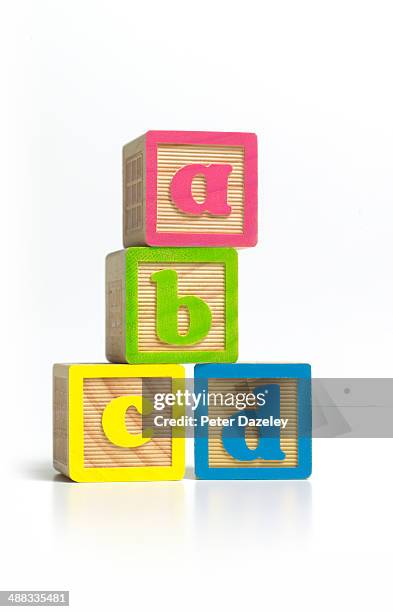 abc building blocks - english letters on white background bildbanksfoton och bilder