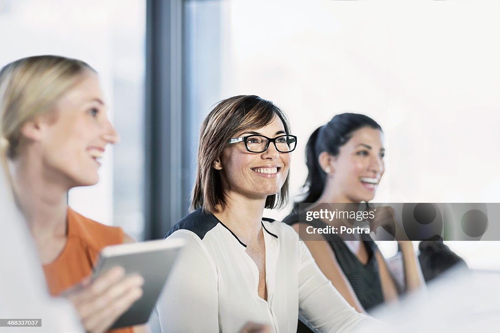 Cool businesswomen at design agency in a meeting