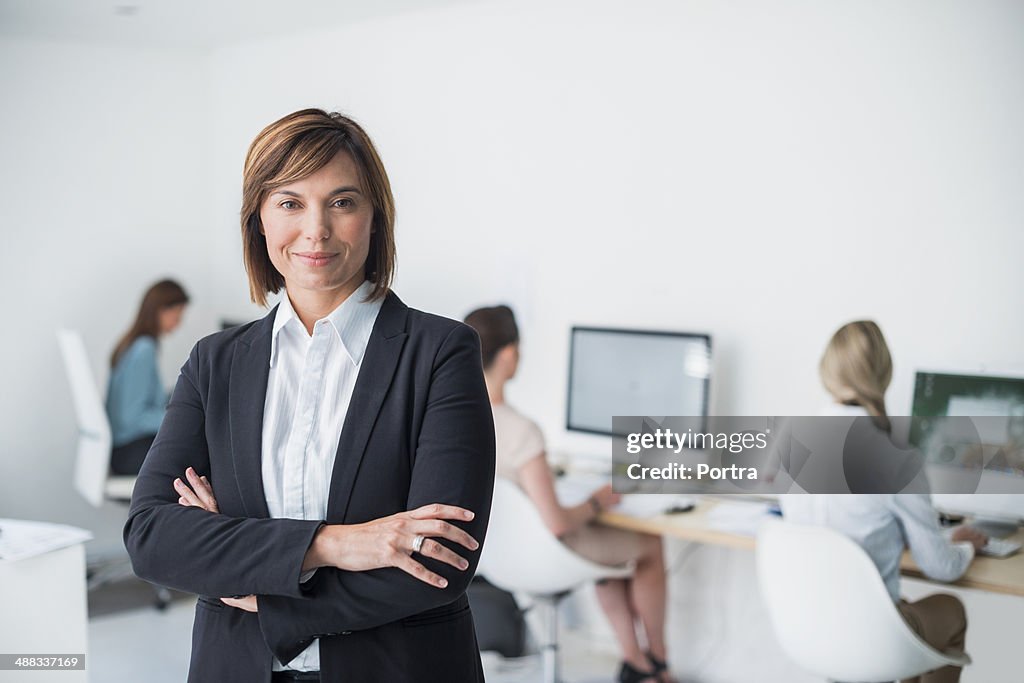 Business woman looking in camera