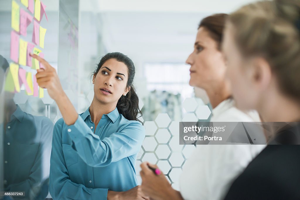 Three women brainstorming