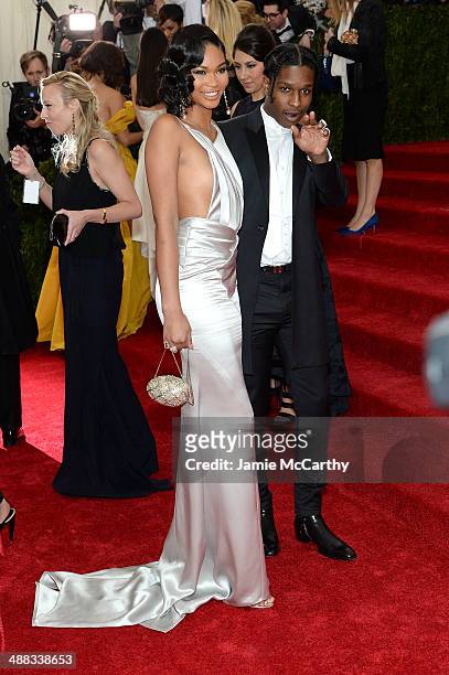 Chanel Iman and ASAP Rocky attend the "Charles James: Beyond Fashion" Costume Institute Gala at the Metropolitan Museum of Art on May 5, 2014 in New...