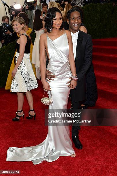 Chanel Iman and ASAP Rocky attend the "Charles James: Beyond Fashion" Costume Institute Gala at the Metropolitan Museum of Art on May 5, 2014 in New...
