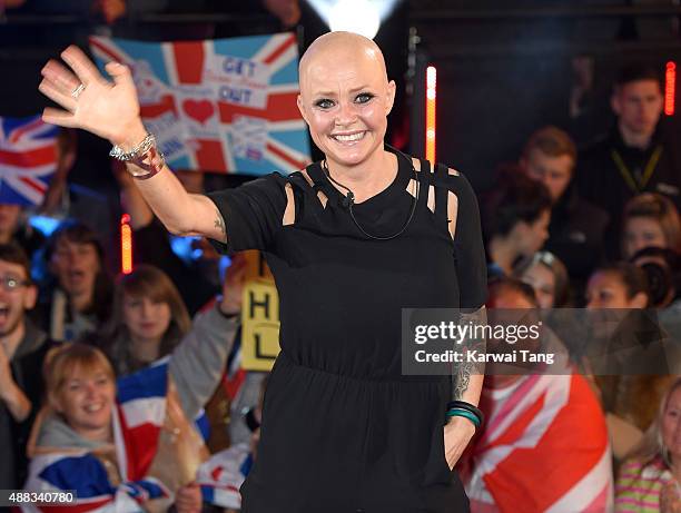 Gail Porter is evicted from the Big Brother House at Elstree Studios on September 15, 2015 in Borehamwood, England.